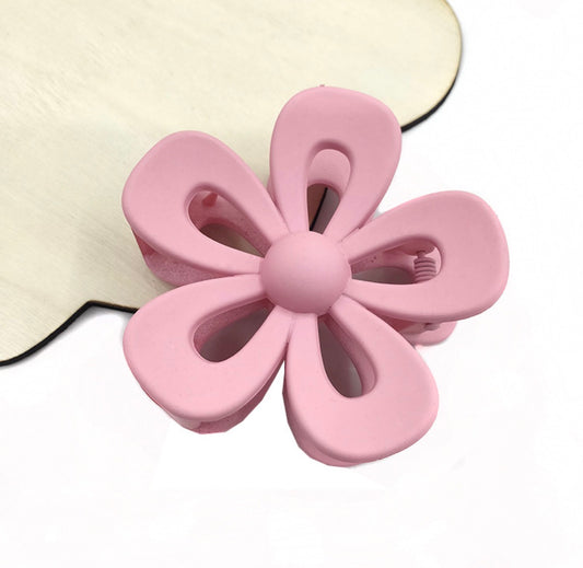 SY010 pinza flor rosa mate acrílico 7cm