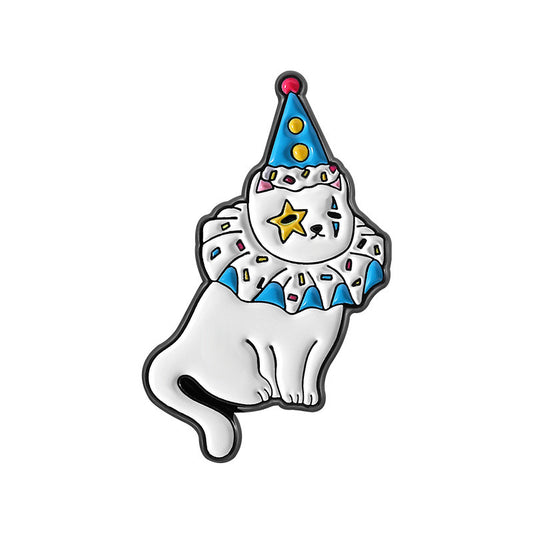 P140 pin gato blanco aleacion esmaltado 3.3cm