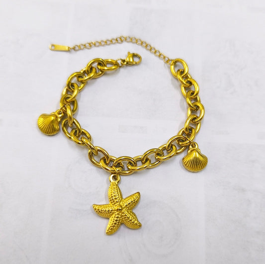 B734 pulses dorada estrella de mar concha acero de titanio