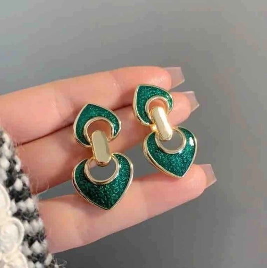 E109 Aretes verde bandera elegantes 4CM