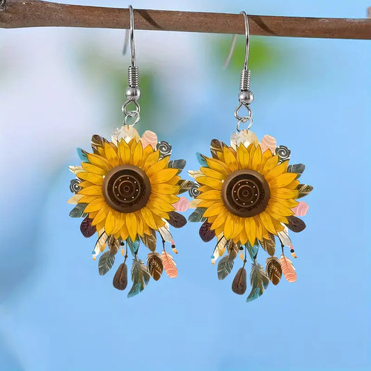 E4677 Aretes girasol acrilico 4cm