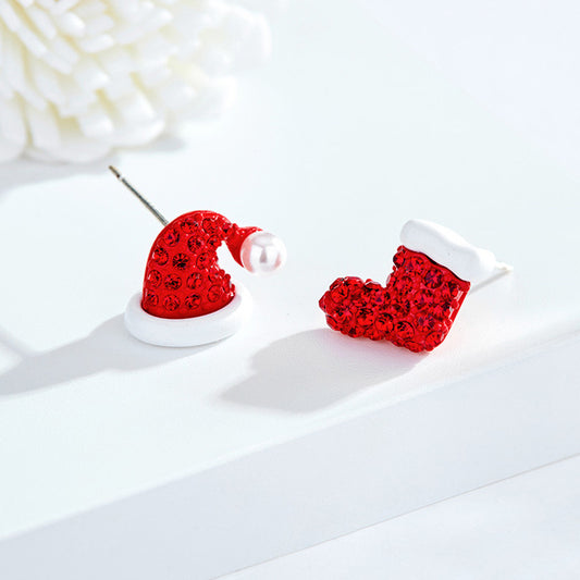 E3491 Aretes botas Navidad aleacion esmaltado 1.5cm