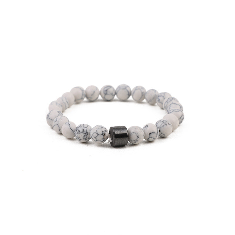 B285 Pulsera unisex cuentas marmol elastica