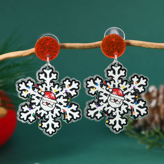E4036 Aretes copo de nieve navideño acrílico 4.5cm