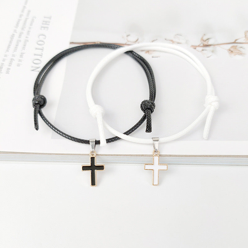 B164 Duo pulseras enamorado cruz ajustables