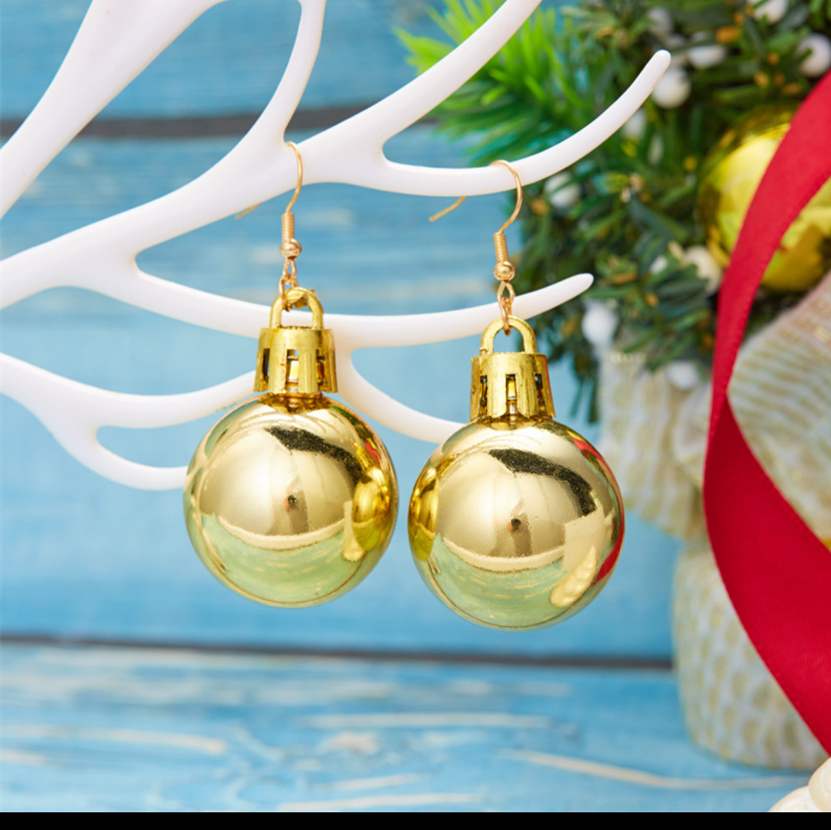 E4742 Aretes esfera dorada aleacion 5cm