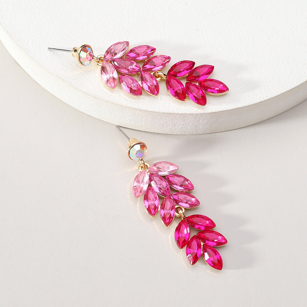 E7277F Aretes cristal fiesta elegante 5cm