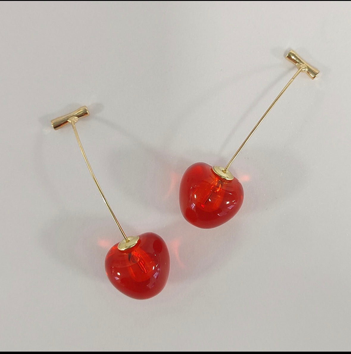 E5098 Aretes cereza brillante acrílico aleacion 4cm