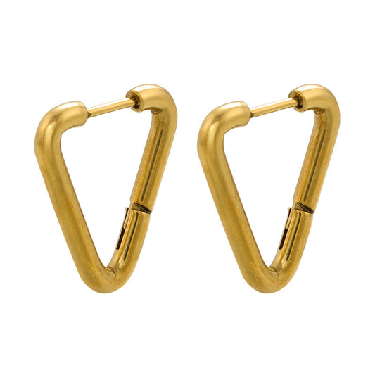 E3471 Aretes triangulo dorado acero inoxidable chapado en oro de 18k 2cm