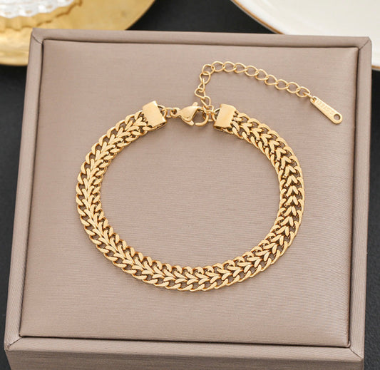 B865 Pulsera Cadena de serpiente 19cm acero titanio