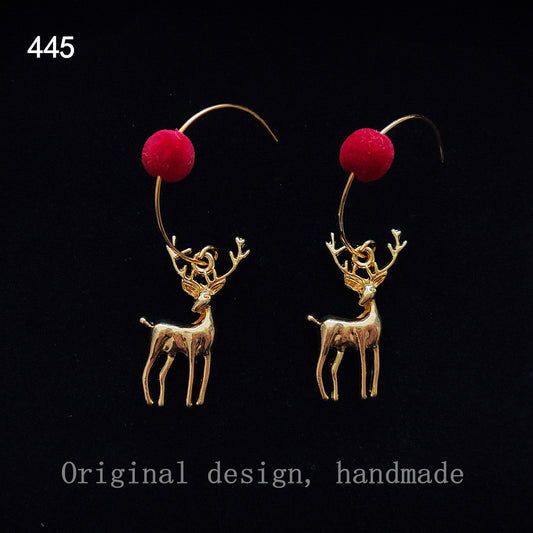 E4201 Aretes  reno colgante navideño aleacion 5cm