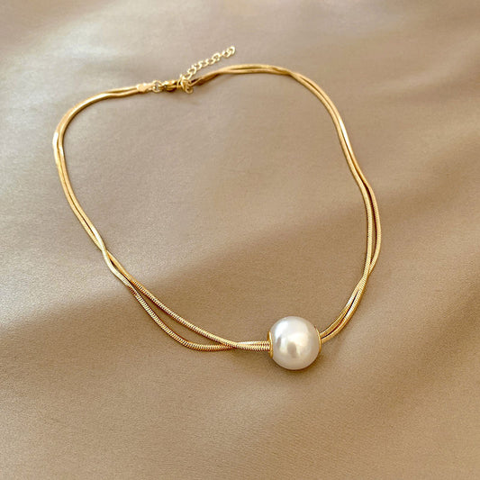 C452 Collar acero inoxidable doble perla