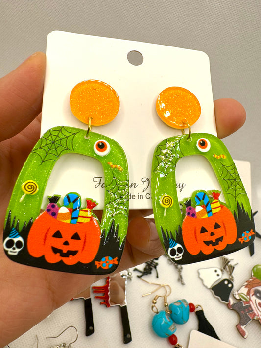 J56 Aretes calabaza acrílico ligeros 5.5cm