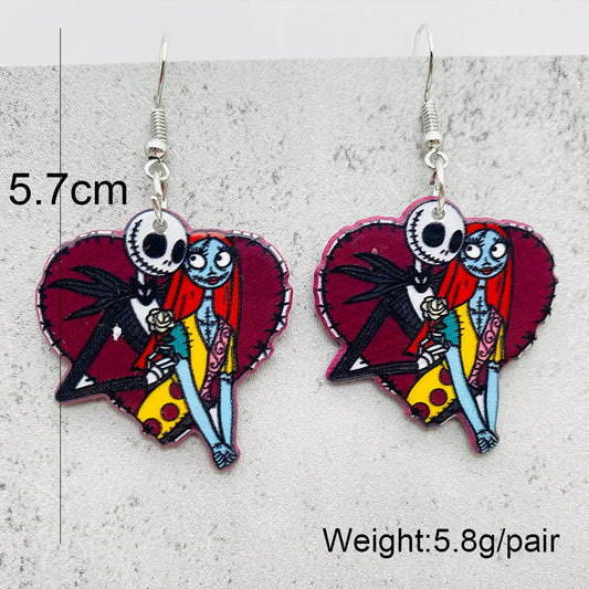 E3820 Aretes Jack y Sally acero en acrílico 5cm