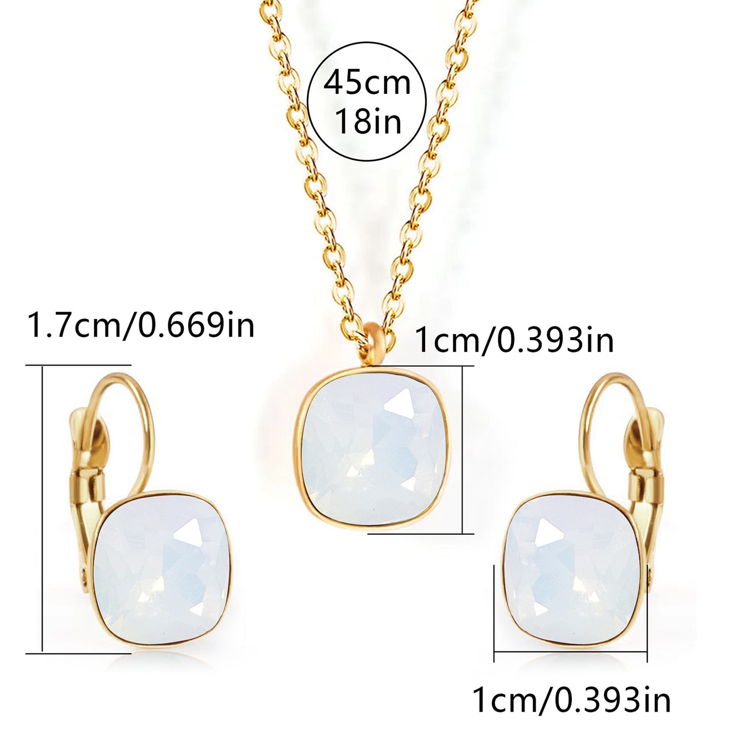 C221B Juego collar aretes blanco acero inoxidable