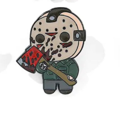 P123 Pin o broche para ropa jason voohrees esmaltado metal 3.5cm