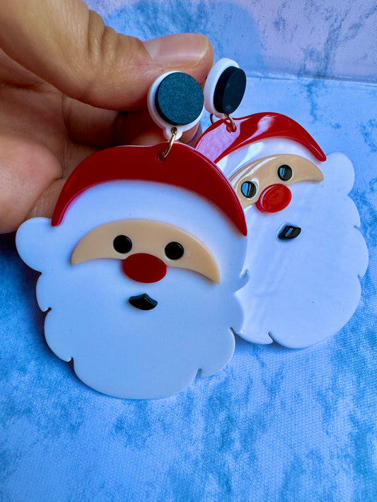 E624 Aretes santa claus navideños resina 8cm