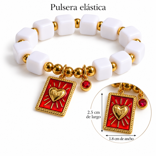B888 Pulsera elastica cuencas acero inoxidable 201 chapado en oro 18k