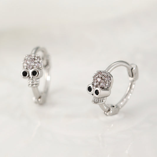 E4066 Aretes cráneo día de muertos aleacion 1cm