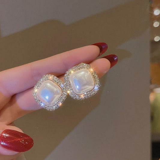 E7352 Aretes perla brillante acrilico 2cm