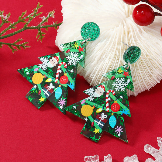 E4168 aretes árbol de Navidad acrílico 5.9cm