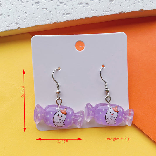 E4020 Aretes dulce fantasma Halloween acrílico 4cm