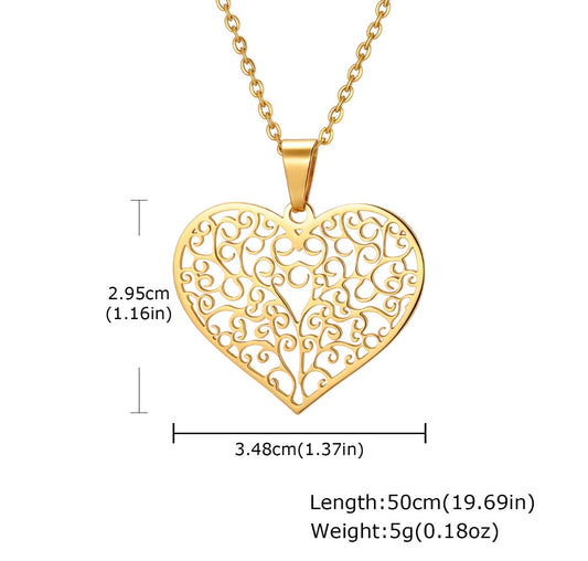 E1159 Collar corazón dorado acero inoxidable