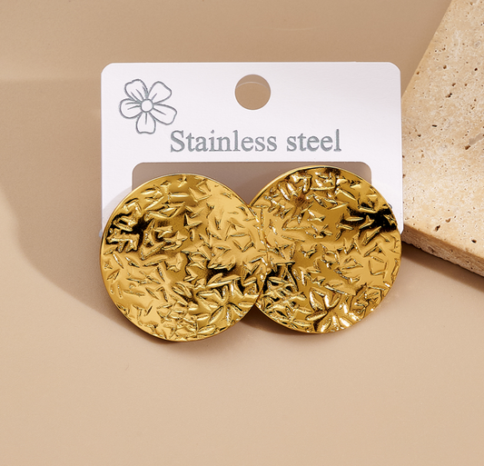 E4749 Aretes círculo dorado acero inoxidable 2cm