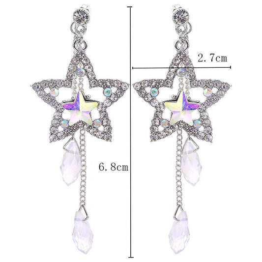 E3424 aretes colgante estrella brillante 7cm aleación