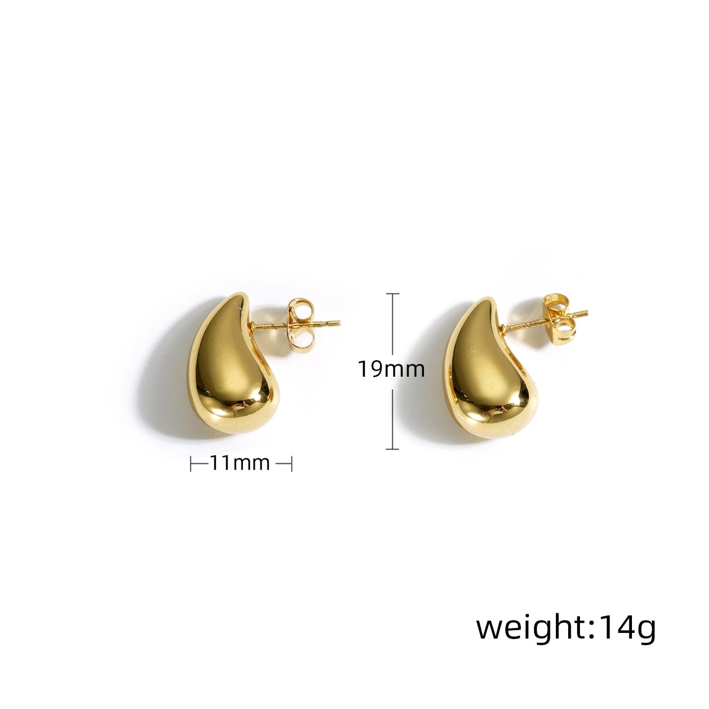 E2107 Aretes gota bottega acero inoxidable chicas chapado en oro 18K