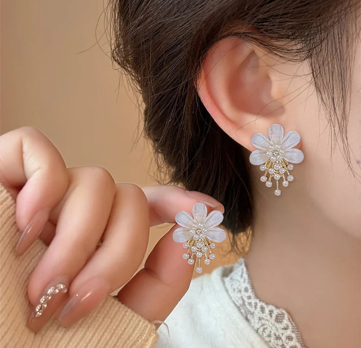E3264 Aretes flores acrilico 2.5cm