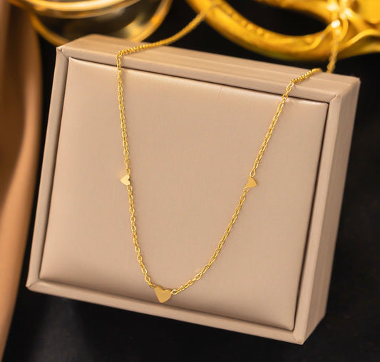 C1560 Collar corazon dorado acero inoxidable 21cm