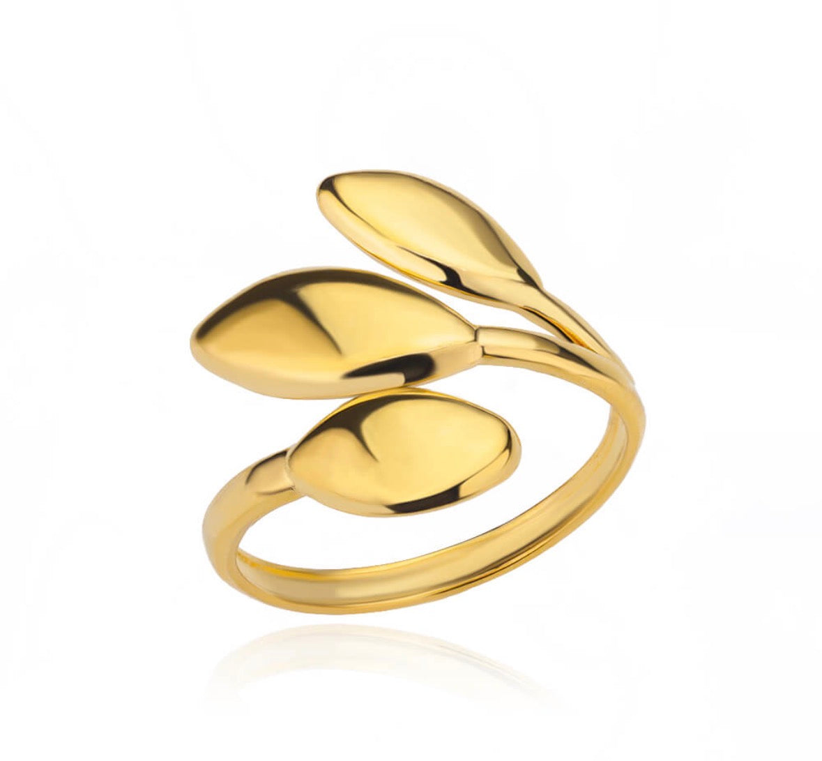 A330 anillo pétalos dorado acero inoxidable abierto