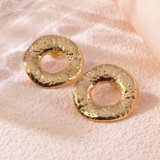 E3428 aretes aro dorado acero inoxidable 2.5cm