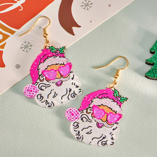 E4162 Aretes santa claus navideño acrílico 4cm