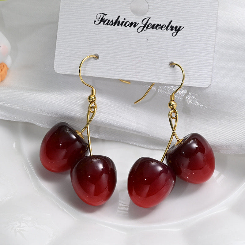 E4465 Aretes cereza aleacion 3cm