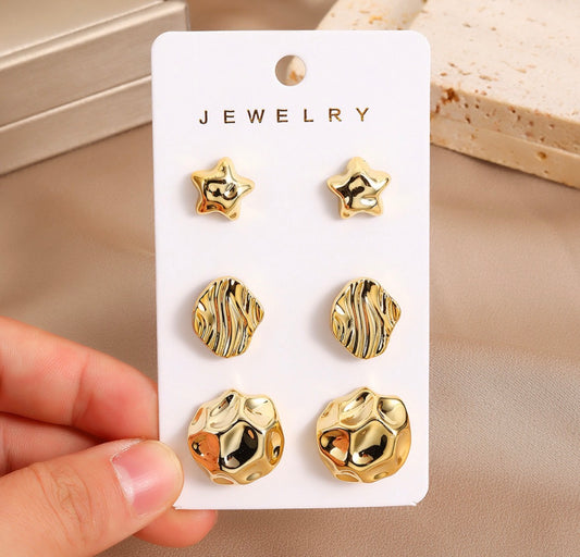 E6012 Conjunto de aretes estrella 1.5cm cobre