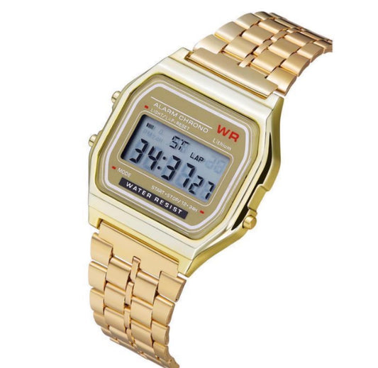 R172 reloj digital dorado unisex