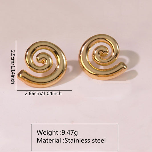 E3623 Aretes espiral dorada acero inoxidable 3cm