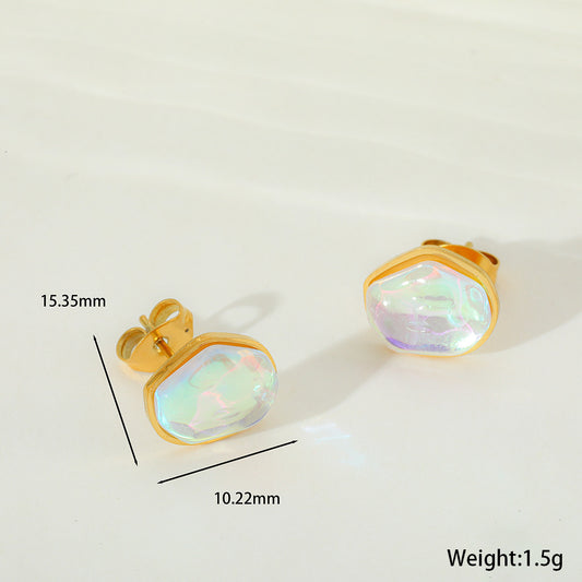 E3266 Aretes acero inoxidable chapado en oro de 18k 1.5cm