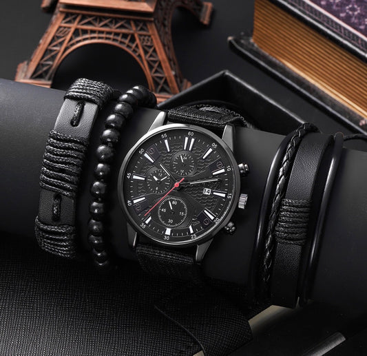 R182 reloj negro hebilla de cuarzo hombre