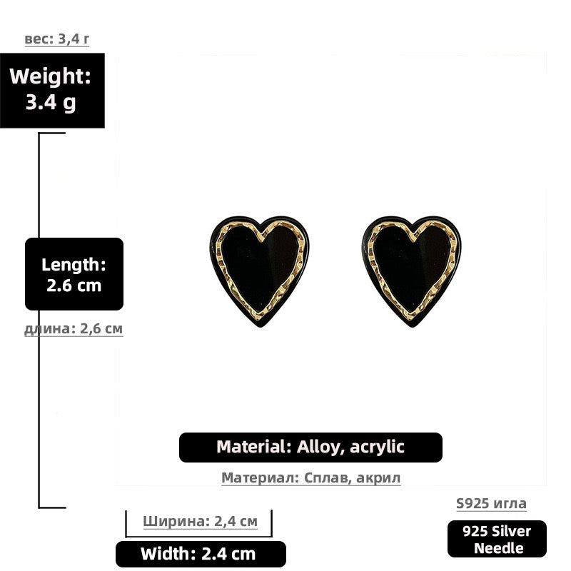 E2793 Aretes corazon acrilico poste de plata