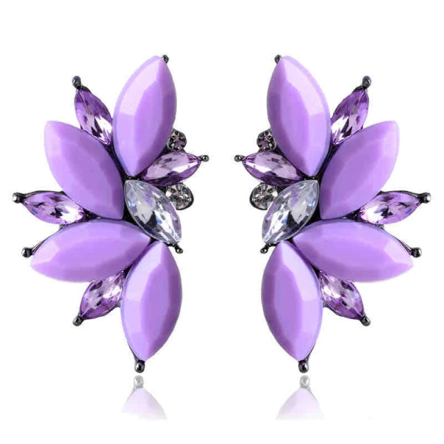 E1186 Aretes alas cristal morado elegantes fiesta