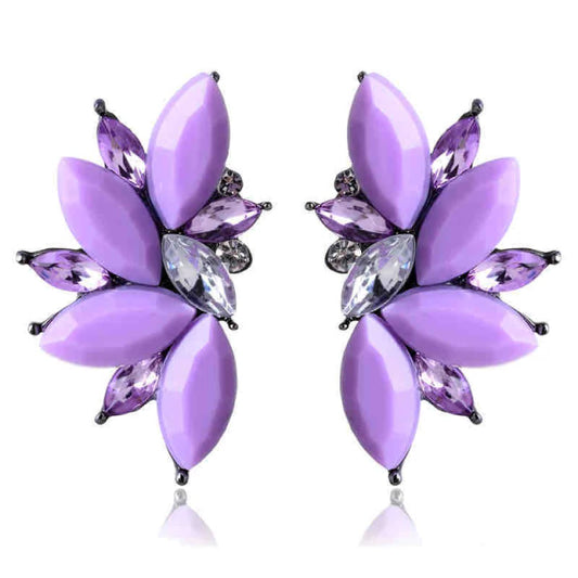 E1186 Aretes alas cristal morado elegantes fiesta