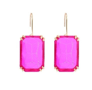 E3355F Aretes cristal fucsia aleacion 3cm