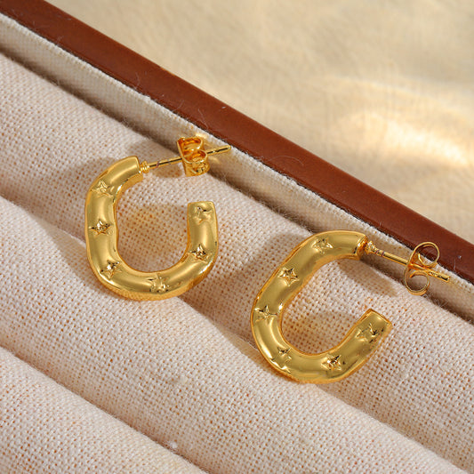 E2545 Arracada acero inoxidable chapado en oro 18k 2cm