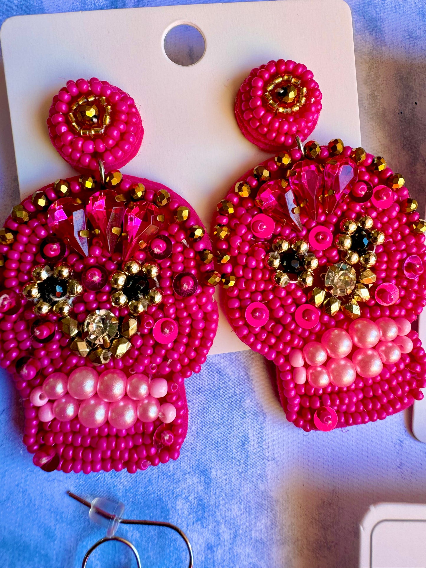 E98 Aretes Rosas Artesanales Calavera Día De Muertos Halloween