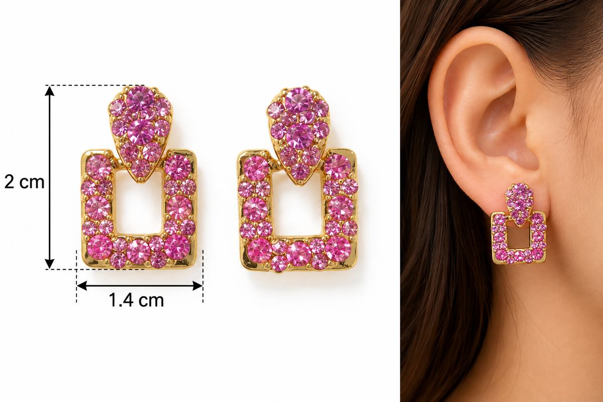 E7489 Aretes con circonia imitacion rosa de aleacion