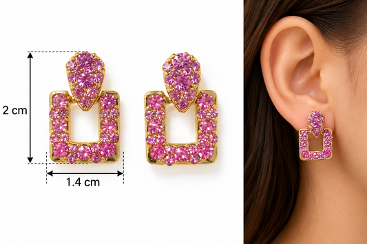 E7489 Aretes con circonia imitacion rosa de aleacion