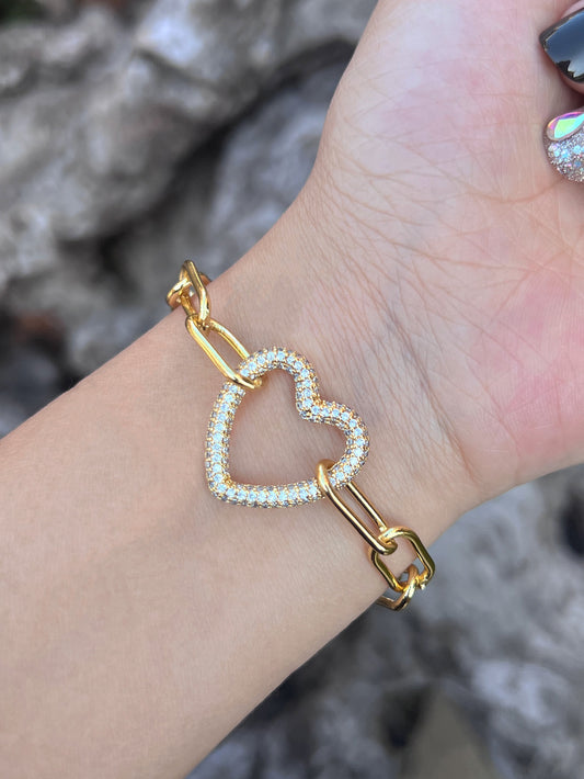 B500 latón 18k corazón blanco ajustable